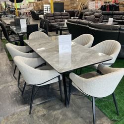 Modern Dining Table With 6 Chairs / Mesa de comedor moderna con 6 sillas