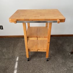 Folding Retractable Butcher Block Table