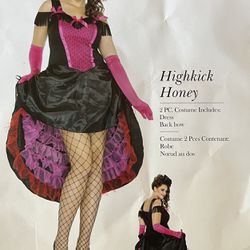 Adult Highkick Honey Costume Size 1X/2X W/Feather Headpiece 
