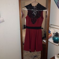 Size Small Red with Black Lace Dress 