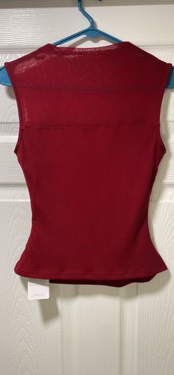 Red Sleeveless Top with Mesh Panel
