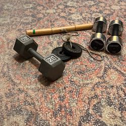 Vintage Weights and Dumbbells 2.5, 10, 20 Lbs