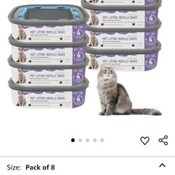 Cat Litter Refill Bags Cartridge Compatible with Litter Cat Genie Standard, Plus, XL+ and XL Pail Refills, 28ft, Pack of 8