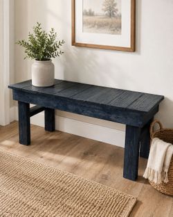 Rustic Handmade Wood Bench – Dark Blue