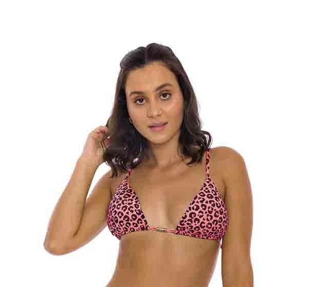 Neon Pink Jaguar Brazilian Triangle Bikini Top Size Medium NEW
