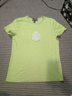 Lauren Active Ralph Lauren Women's Green Cotton Knit Crew Neck Crest T-Shirt M Ralph Lauren shirts green Lauren active Y2K 2000s womens T-shirt