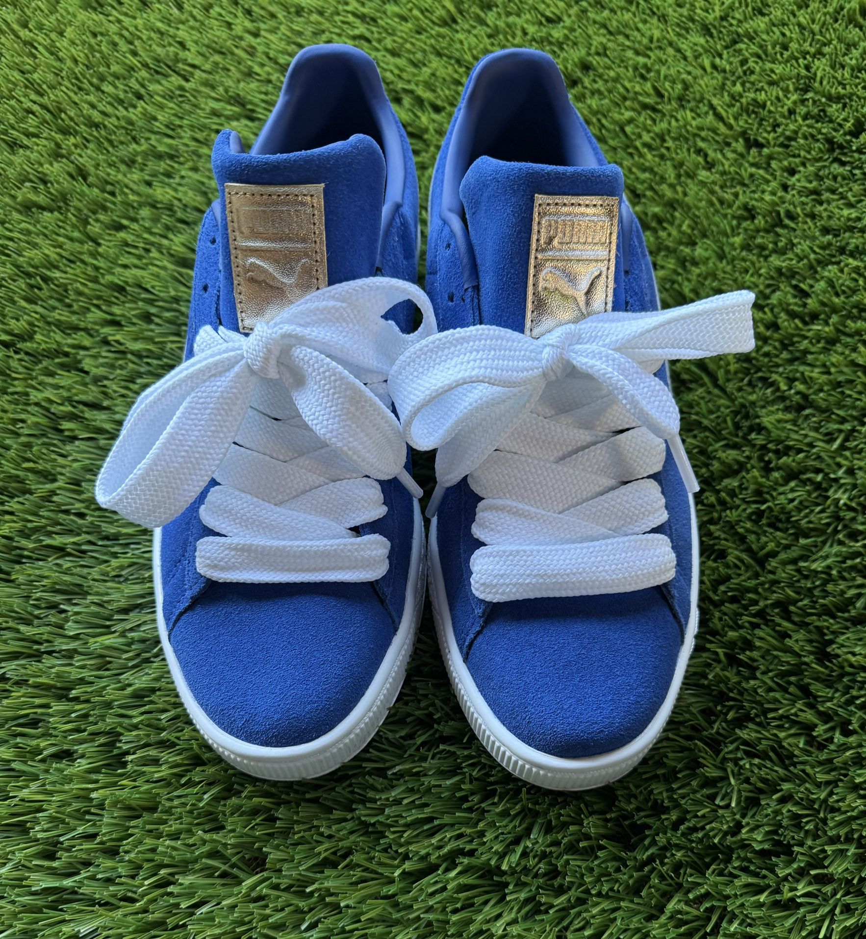 Puma Suede Blue, Grey, White, N Gold Men Shoes