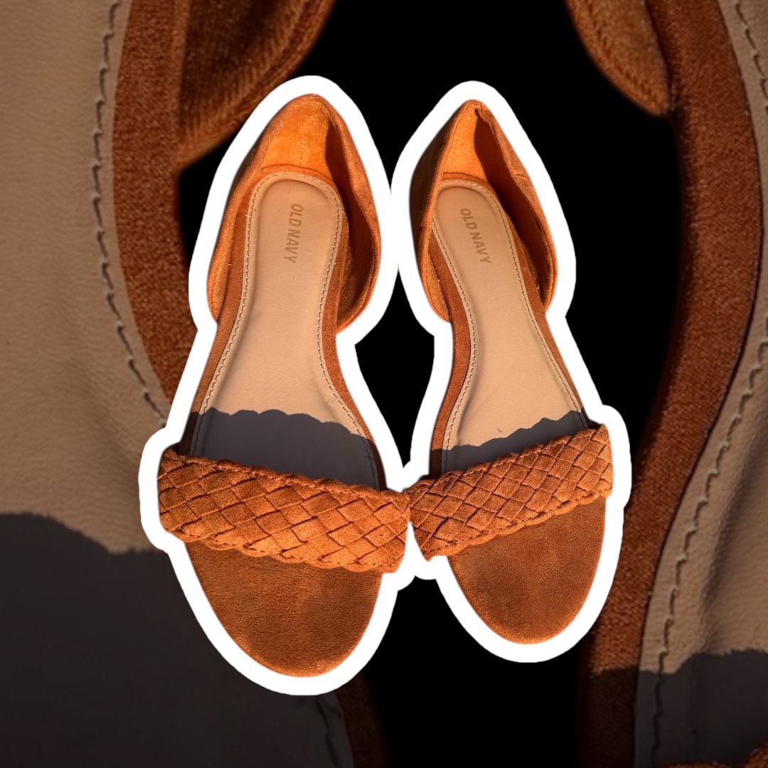 Old Navy Faux Suede Orange Flats- size 7