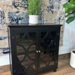 Black Storage Accent Cabinet With Glass(New In A Box)