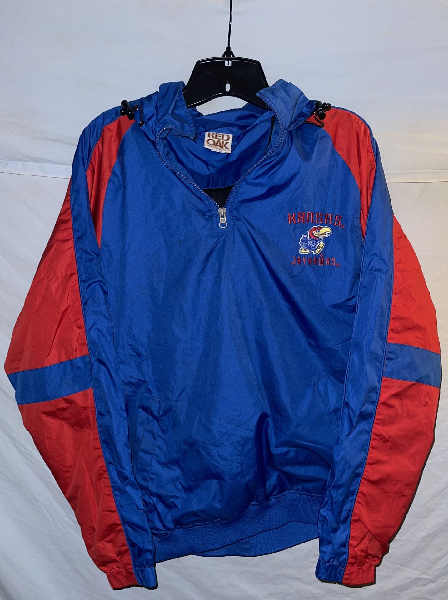 Vintage 1990s NCAA Kansas Jayhawks Anorak 1/2 zip Windbreaker Jacket by Red Oak