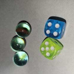Vintage Game Dice And Marbles ESTATE
