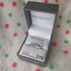 Forever Bride Sterling Silver 1/4 Cttw Genuine Diamond Wedding Ring Diamond 💎💍