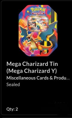 $80 Mega Charizard Tin (Mega Charizard Y) Miscellaneous Cards & Produ... Sealed Qty: 2