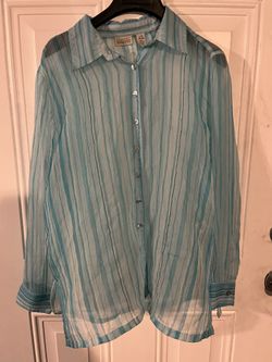 Woman’s sheer button down blouse Classic Elements Brand Sz. L (14-16)
