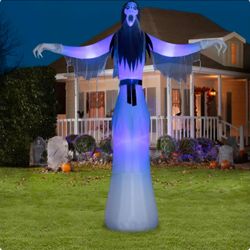 12FT Giant Halloween Inflatable Femalw Ghost LED Outdoor Yard Blow Up Decor new