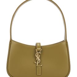 SAINT LAURENT LE 5 A 7 MINI BAG OLIVE GREEN LEATHER GOLD YSL CASSANDRE NEW!  