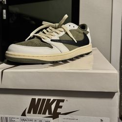 Travis Scott x Air Jordan 1 Retro Low OG SP Medium Olive, Size 10.5