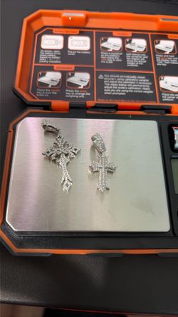 14k White Gold Diamond Cross Pendant Chrome Hearts Style
