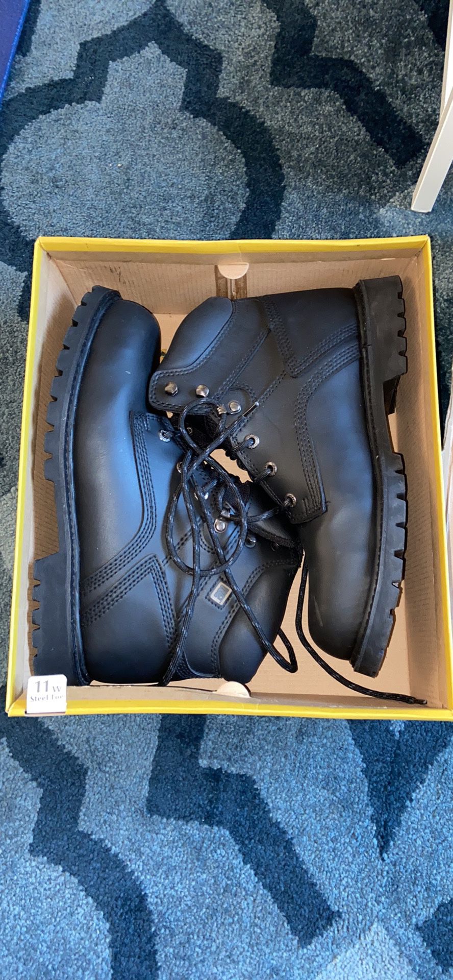 Men’s Black Leather Steel Toe Boots 11Wide