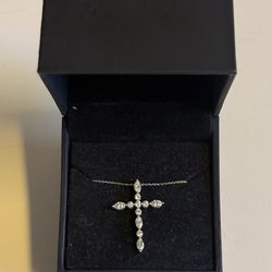 Diamond Cross Necklace 3/4 CT Lab Grown 10K White Gold IGI Certified