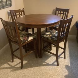 Bar Height Kitchen Table With Four Padded Seat Chairs