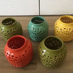 Ceramic Candle Holder For Indoor Or Outdoor Lighting Excellent Condition 