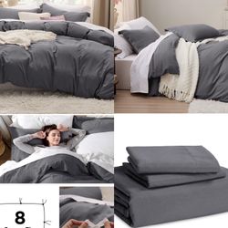 Dark Grey Duvet Cover King Size - Soft Prewashed Set, 3 Pieces, 1 Duvet Cover 104x90 Inches with Zipper Closure and 2 Pillow Shams, Comforter Not Incl