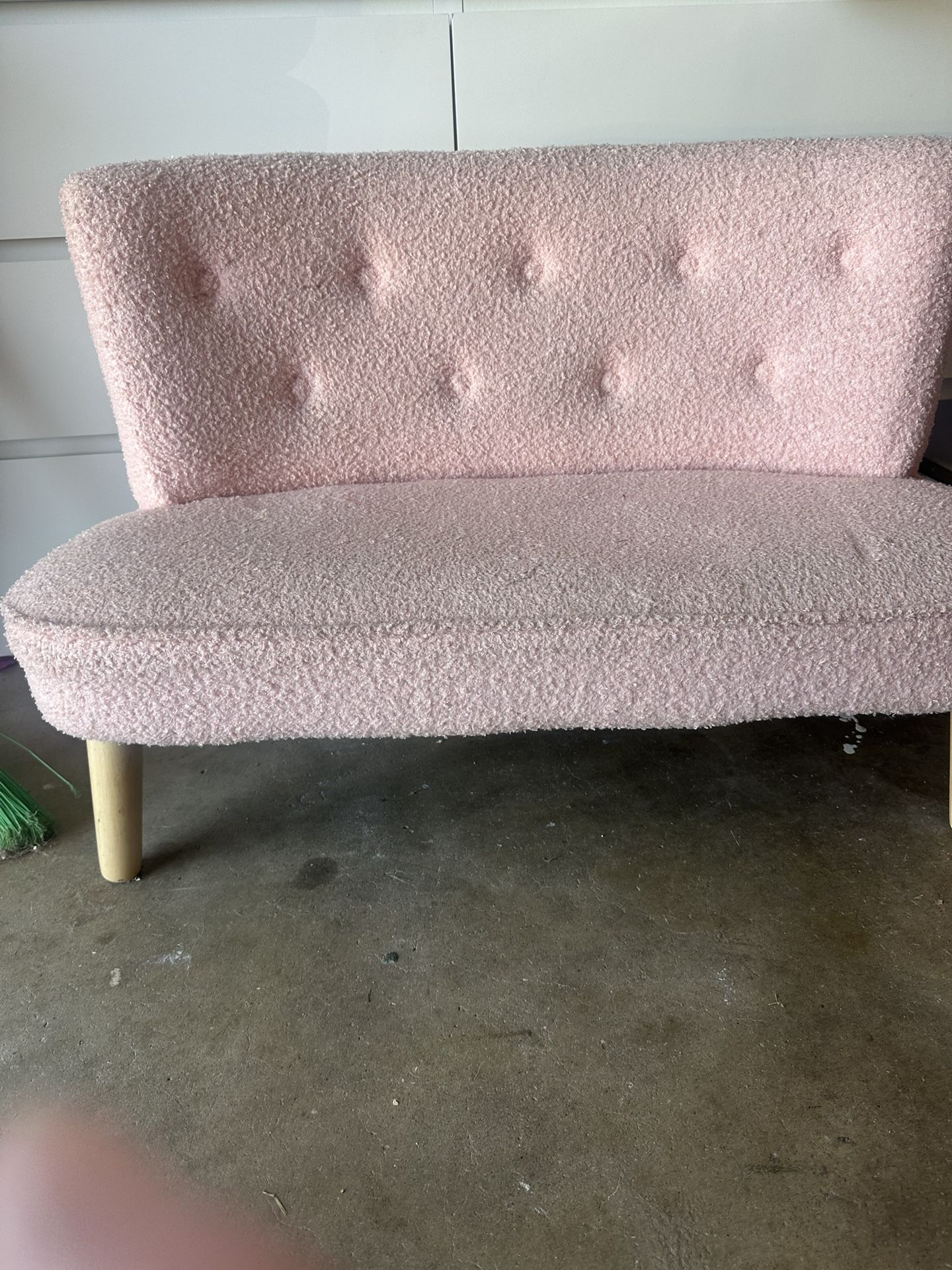 Kids Pink Boucle Bench