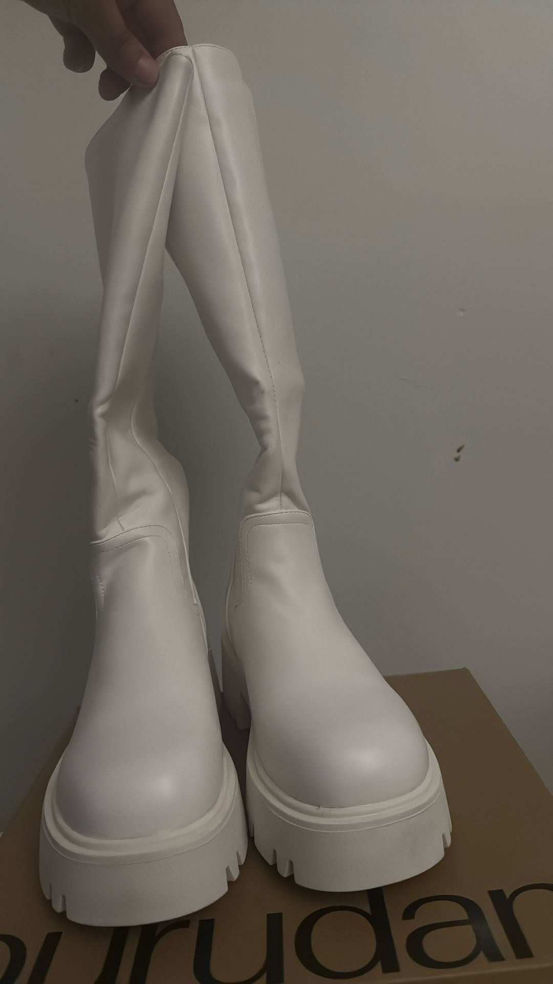 platform white boots