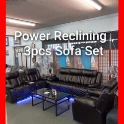 🥰 Power Leather Reclining Sofa Loveseat And Chair Set