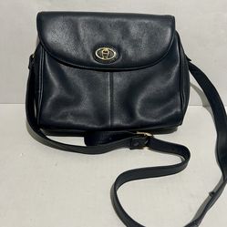 Vintage Blue Leather 1970's  Etienne Aigner Crossbody Handbag