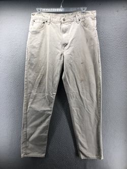 VTG Men’s Carhartt Canvas Carpenter Jeans 36x 32 Beige Made In USA