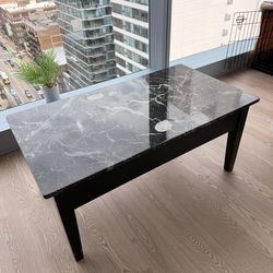 Lift Top Coffee Table with Storage – Modern Black Marble Design