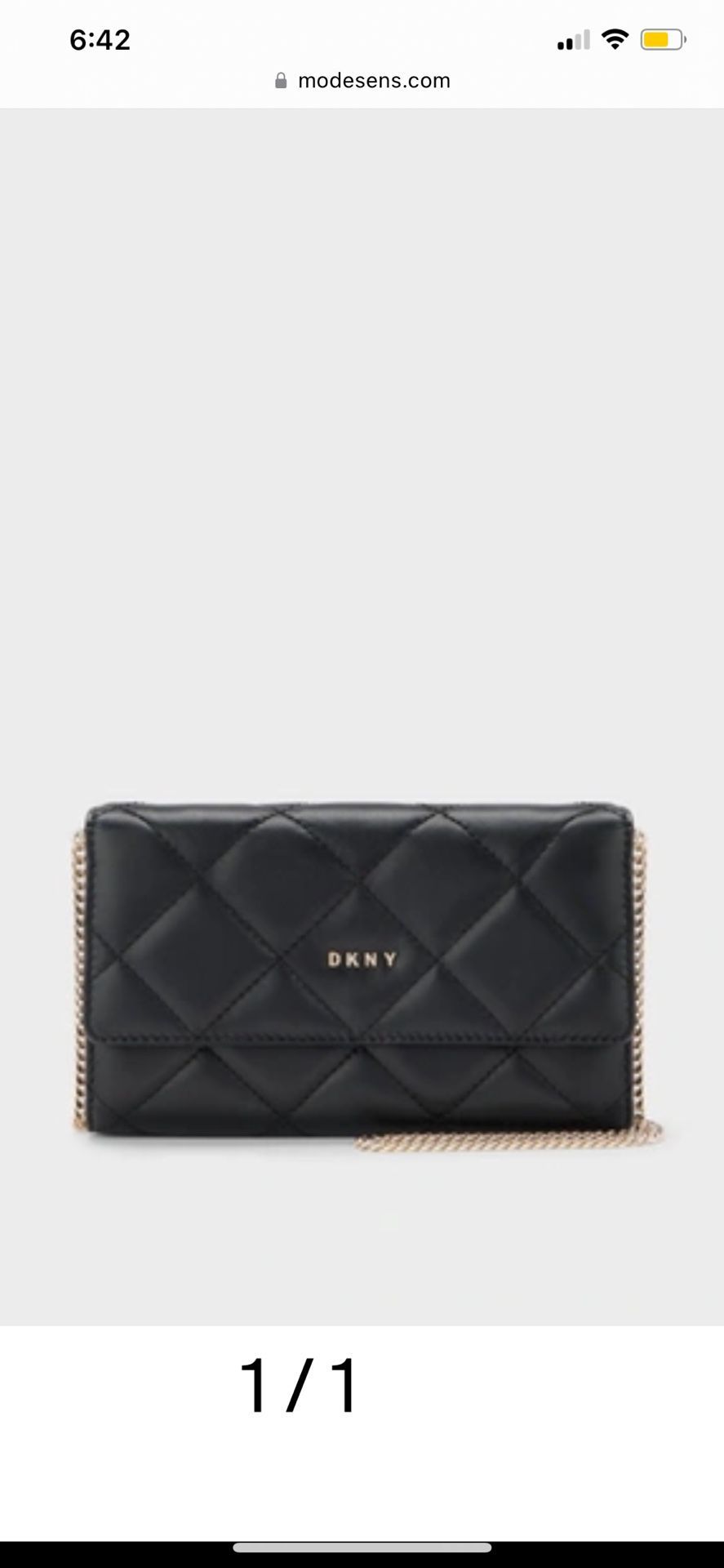 DKNY Quilted Wallet On A Chainsaw Black/Gold
