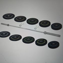 BalanceFrom2" Rust Resistant Olympic Bumper Plate With 7ft Barbell, BLACK, 260 LBS, 12 count