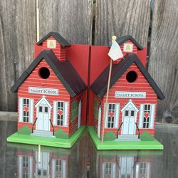 Wooden School House Themed Bird Houses