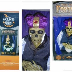 RARE:: HYDE and EEK Boutique 35” tall SKELETON FORTUNE TELLER Animated Halloween Prop