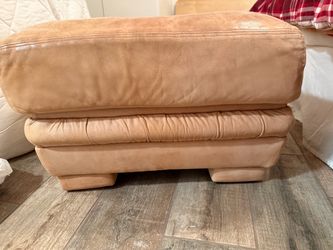 Tan Leather Ottoman Footstool