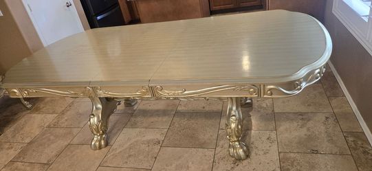Dining table & 6 elegant chairs - Acme Dresden Pedestal Dining