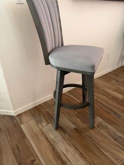 Gray Upholstered Swivel Bar Stool set (2 chairs)