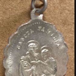 Vintage Catholic Religious Holy Medal - Sancta Trinitas / Sancta Familia