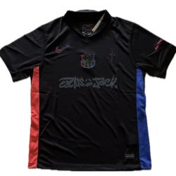 Nike FC Barcelona Travis Scott Cactus Jack Champions League Football Soccer Jersey Black MENS