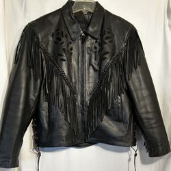 WOMENS XL HEAVY LEATHER MOTORCYCLE JACKET