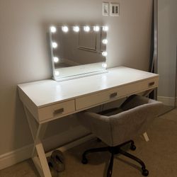 Desk, Chair & Vanity Mirror Bundle 