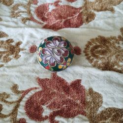 Vintage Cloisonne Blue Enamel Pill Box 