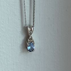 10k White Gold Lolite & Diamond Necklace 