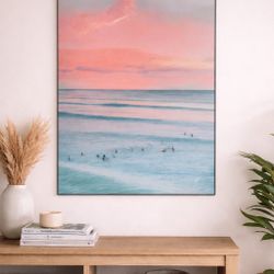 Large 24x36 Coastal Surf Sunrise Sunset Hawaii Art – Jessica Loiterton – ArtFab Frame – Like New