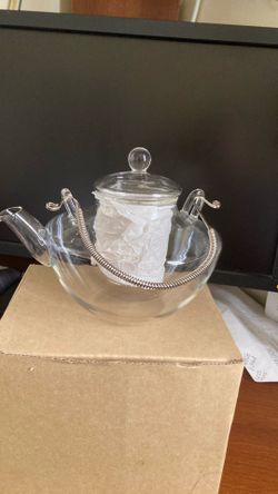 Glass tea pot. New