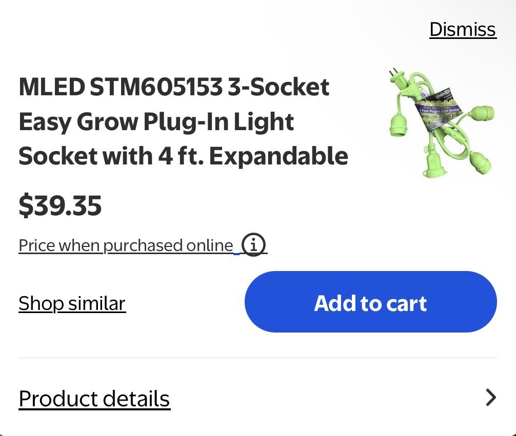 3-Socket Easy Grow Plug-In Light Socket with 4 ft. Expandable
