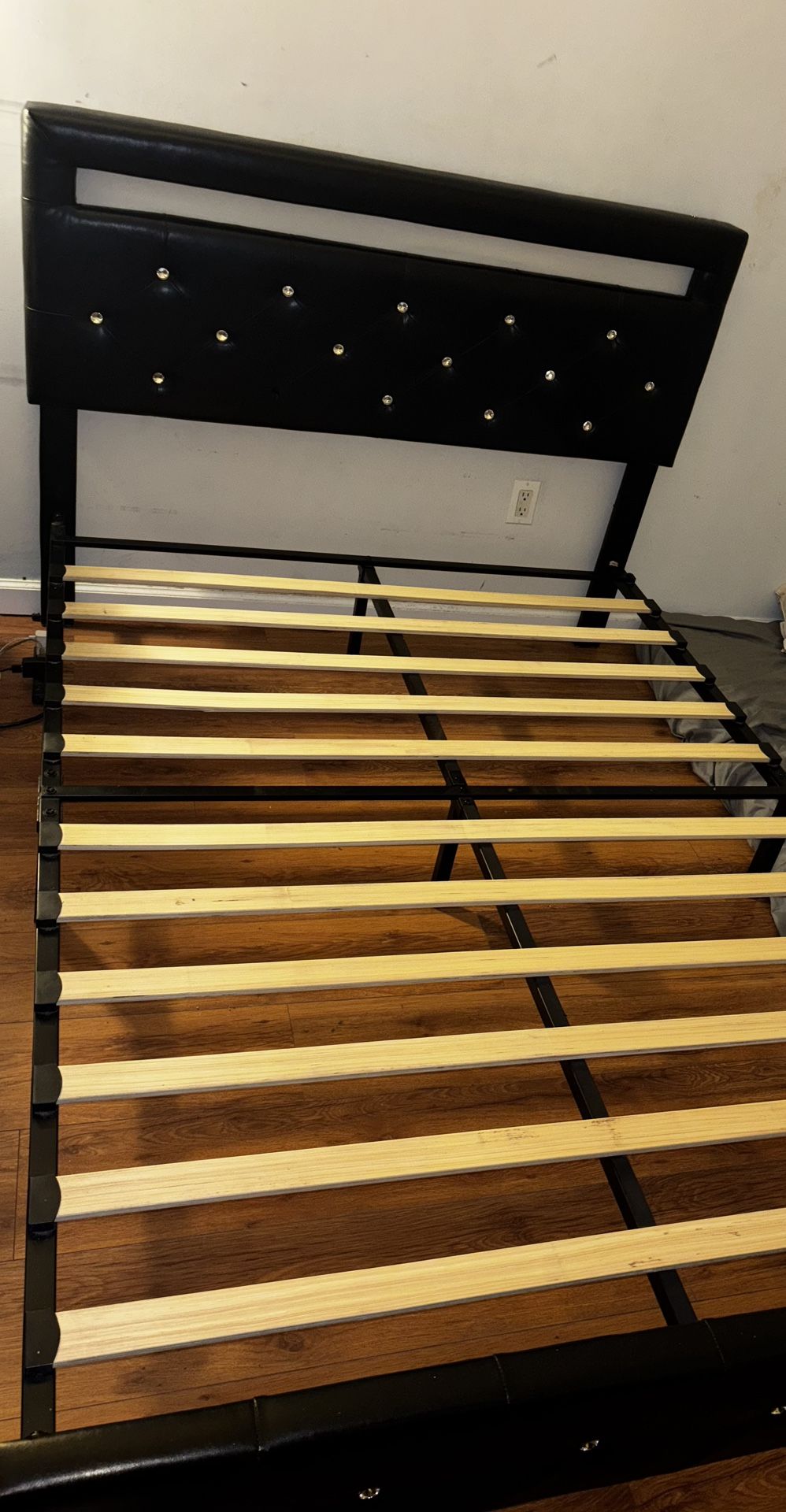 Black Full Size Bed Frame With LED Lights